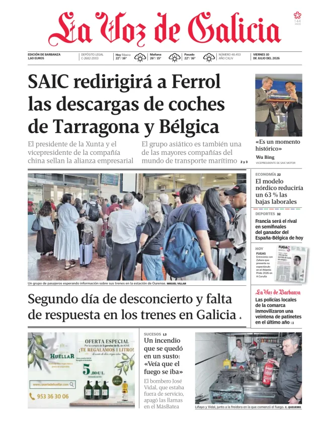 Portada de La Voz de Galicia (Barbanza)
