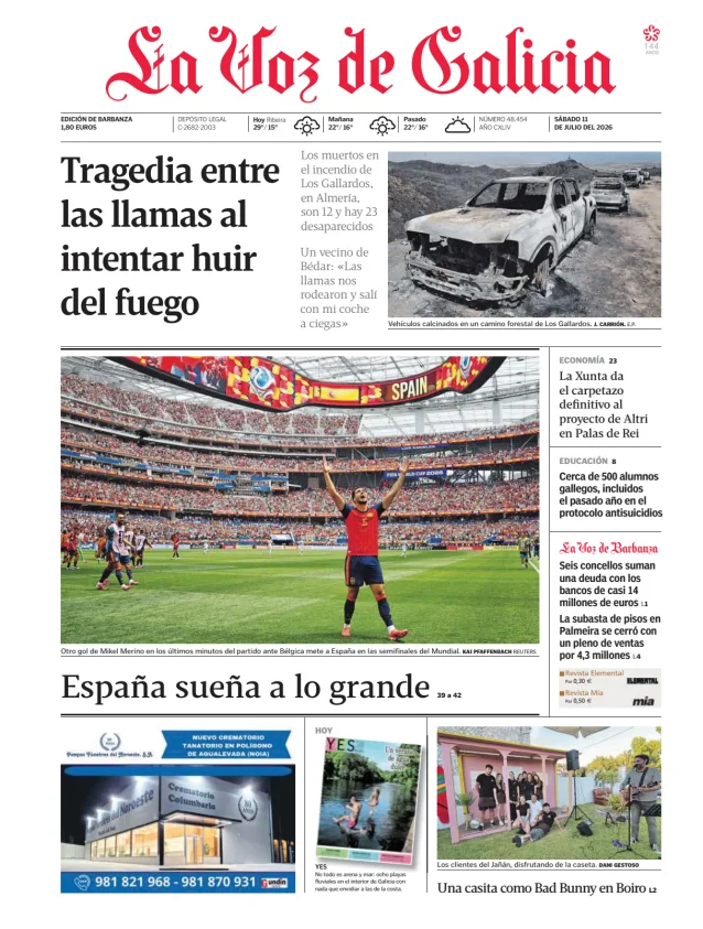 Portada de La Voz de Galicia (Barbanza)