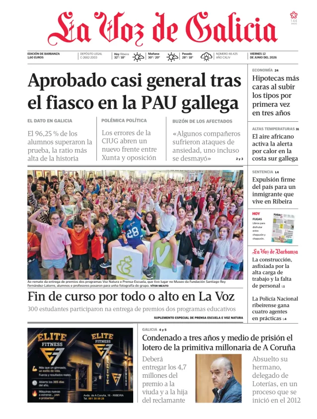 Portada de La Voz de Galicia (Barbanza)