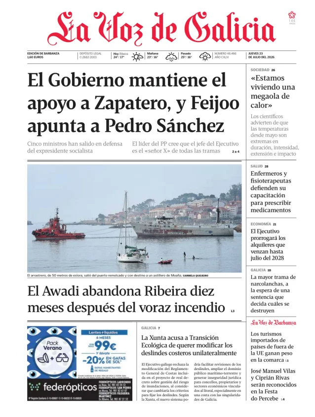 Portada de La Voz de Galicia (Barbanza)