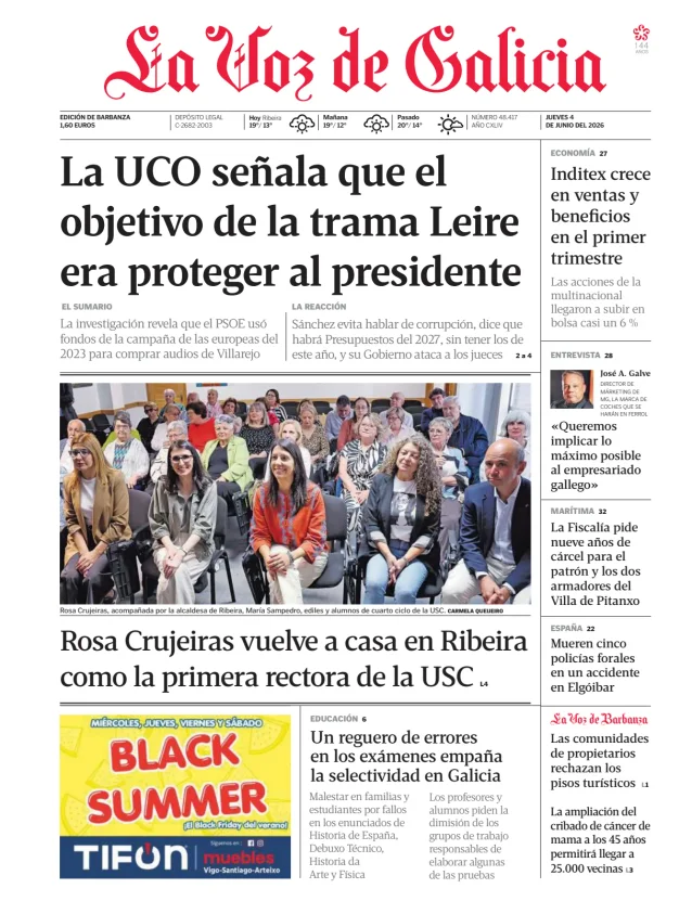 Portada de La Voz de Galicia (Barbanza)