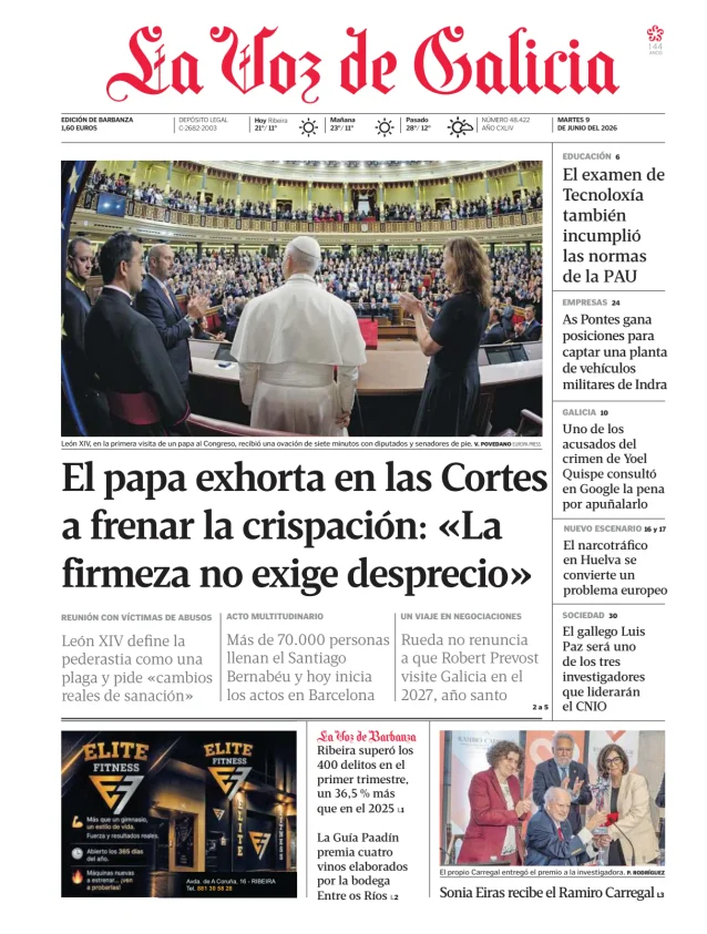 Portada de La Voz de Galicia (Barbanza)
