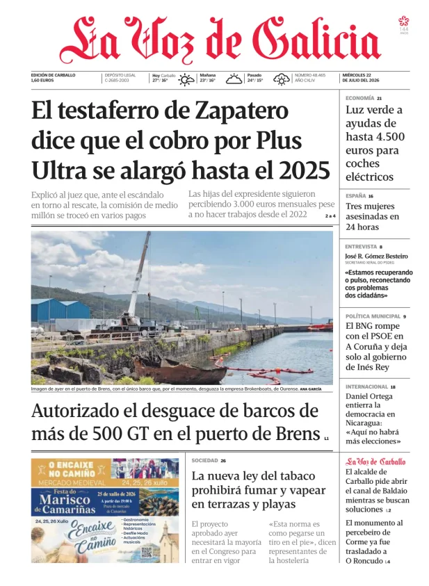 Portada de La Voz de Galicia (Carballo)