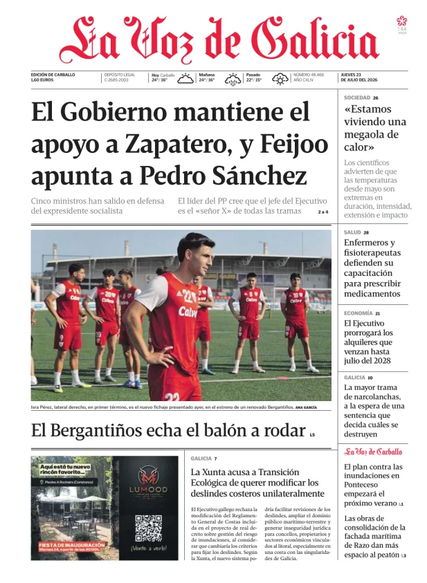 Portada de La Voz de Galicia (Carballo)