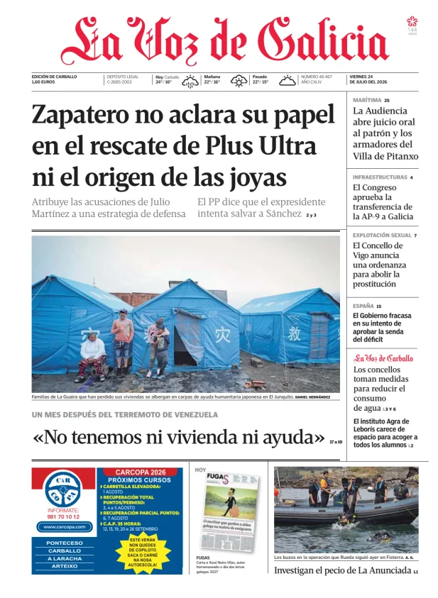 Portada de La Voz de Galicia (Carballo)