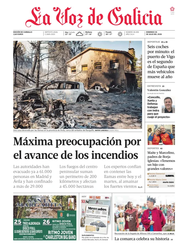 Portada de La Voz de Galicia (Carballo)