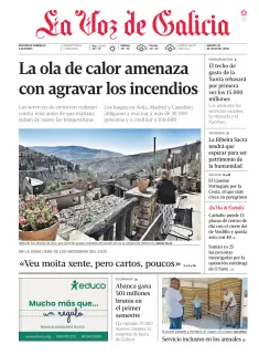 Portada de La Voz de Galicia (Carballo), 28 de julio de 2026