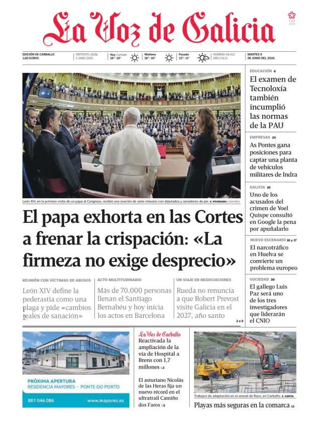 Portada de La Voz de Galicia (Carballo)