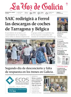 Portada de La Voz de Galicia (Deza y Tabeirós), 10 de julio de 2026