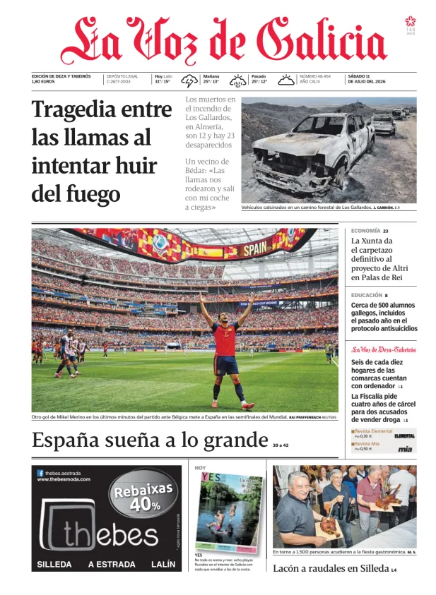 Portada de La Voz de Galicia (Deza y Tabeirós)