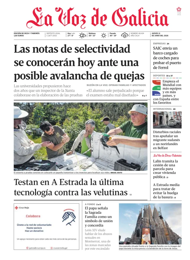 Portada de La Voz de Galicia (Deza y Tabeirós)