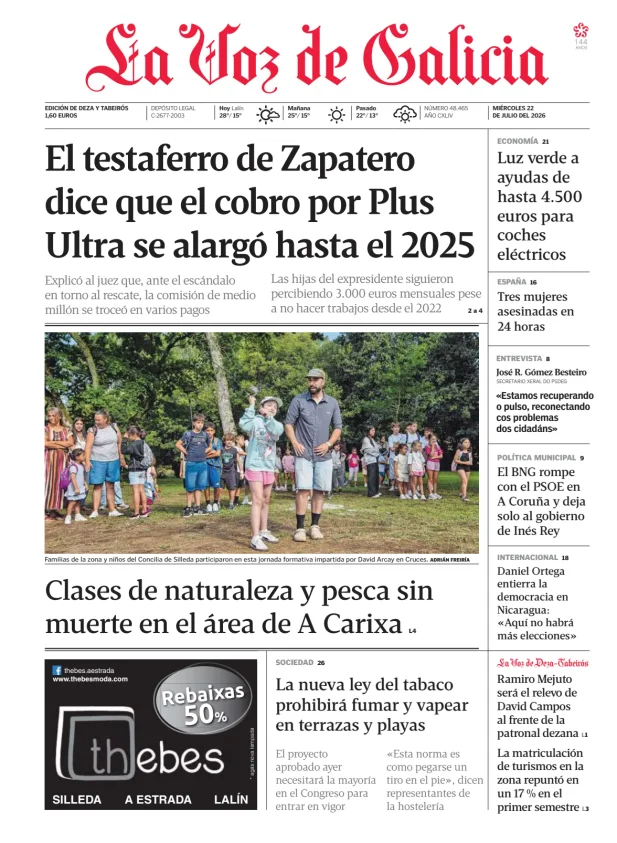 Portada de La Voz de Galicia (Deza y Tabeirós)