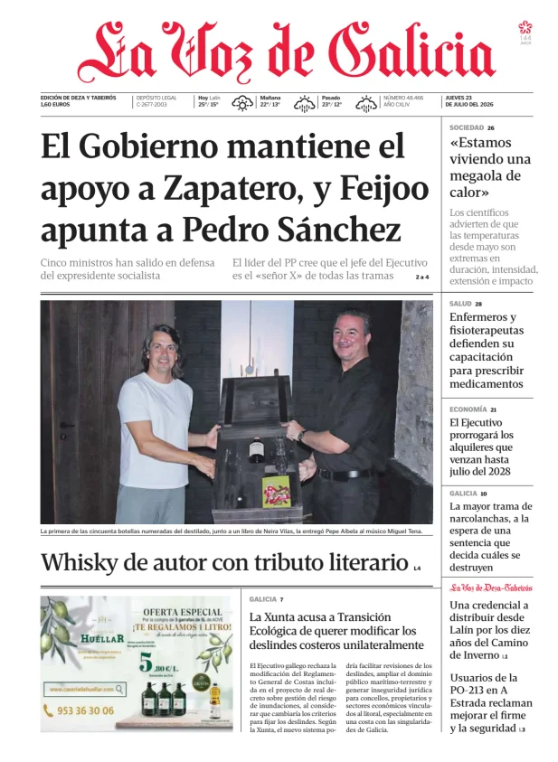 Portada de La Voz de Galicia (Deza y Tabeirós)
