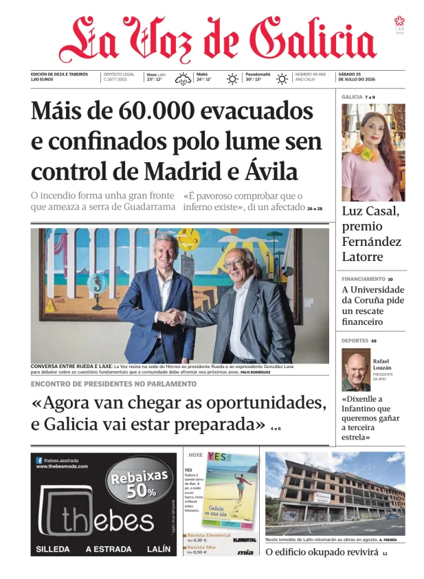 Portada de La Voz de Galicia (Deza y Tabeirós)