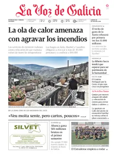 Portada de La Voz de Galicia (Deza y Tabeirós), 28 de julio de 2026