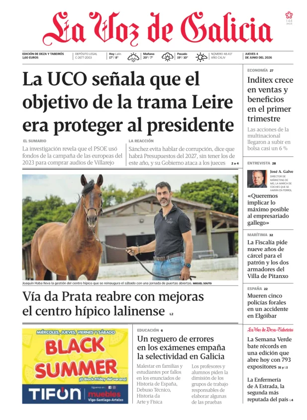 Portada de La Voz de Galicia (Deza y Tabeirós)