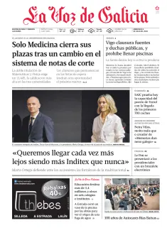 Portada de La Voz de Galicia (Deza y Tabeirós), 8 de julio de 2026