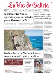 Portada de La Voz de Galicia (Ferrol), 10 de junio de 2026