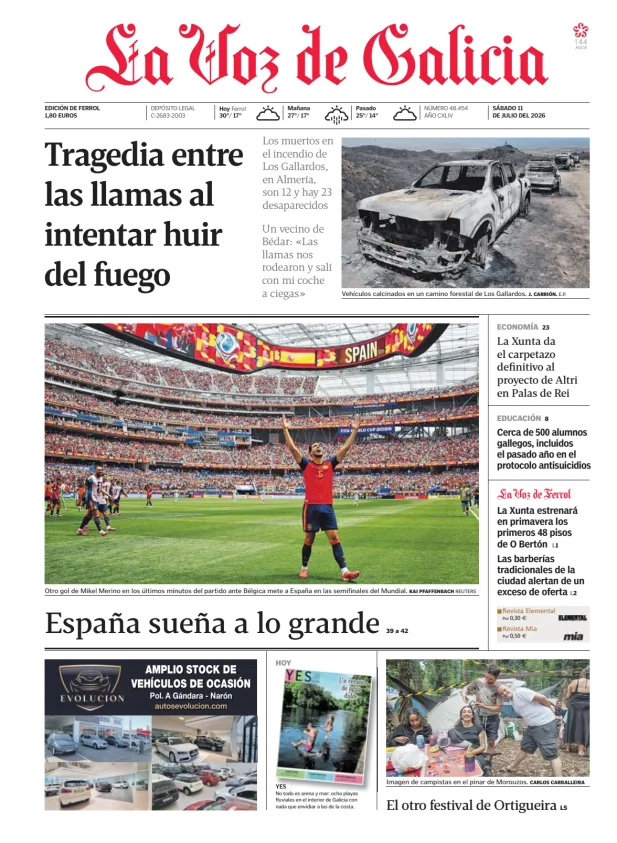 Portada de La Voz de Galicia (Ferrol)