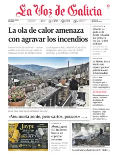 Portada de La Voz de Galicia (Ferrol), 28 de julio de 2026