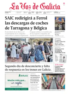 Portada de La Voz de Galicia (Lemos), 10 de julio de 2026