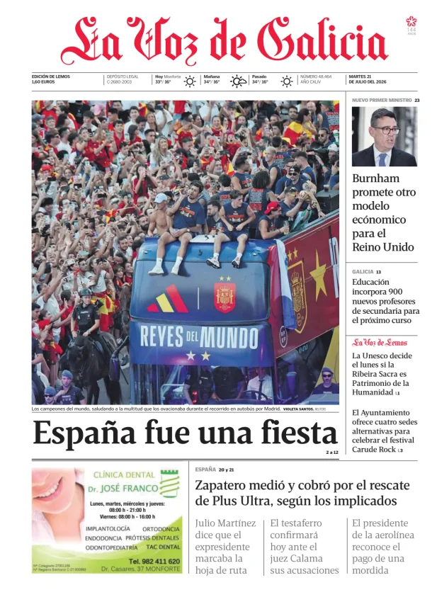 La Voz de Galicia (Lemos) — 21/07