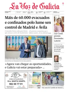Portada de La Voz de Galicia (Lemos), 25 de julio de 2026