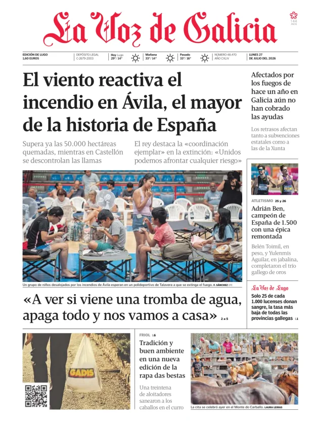 Portada de La Voz de Galicia (Lemos)