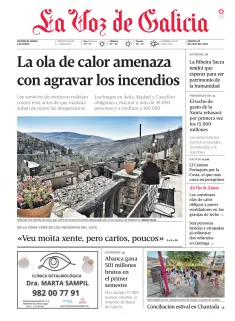 Portada de La Voz de Galicia (Lemos), 28 de julio de 2026