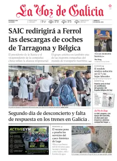 Portada de La Voz de Galicia (Lugo), 10 de julio de 2026