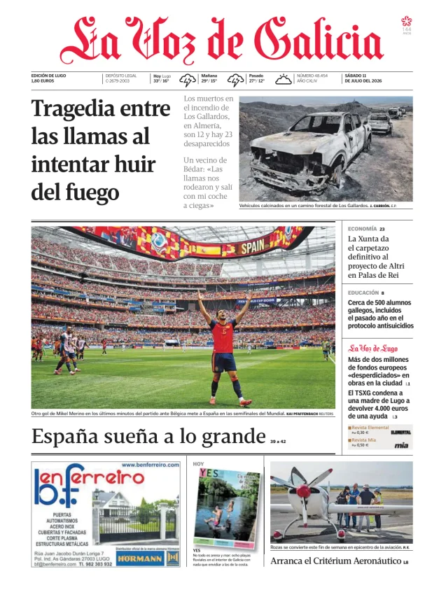 Portada de La Voz de Galicia (Lugo)