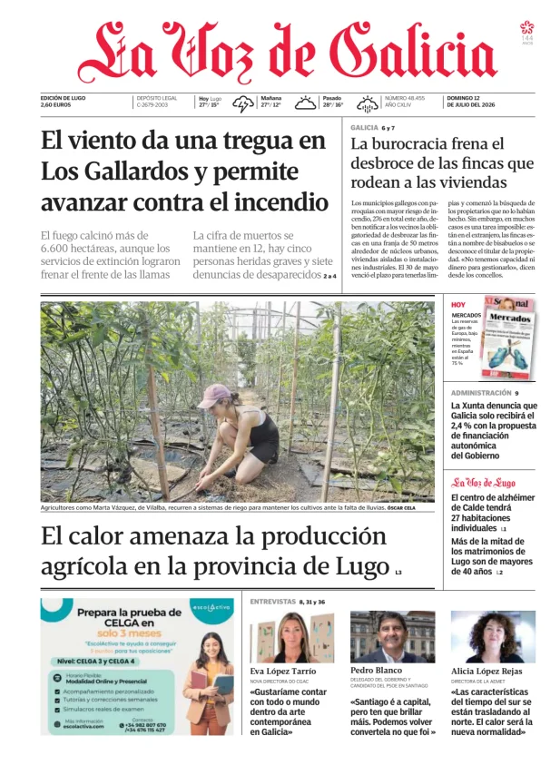 Portada de La Voz de Galicia (Lugo)