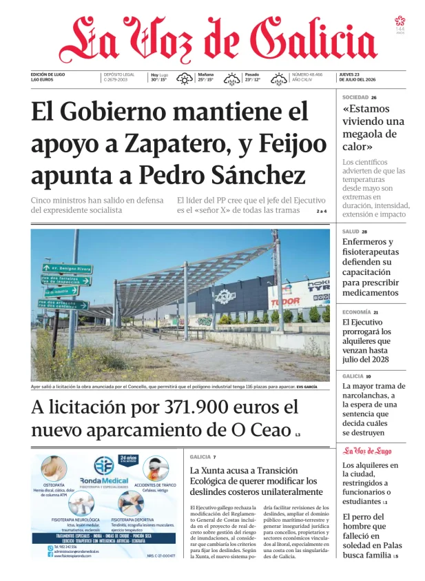 Portada de La Voz de Galicia (Lugo)