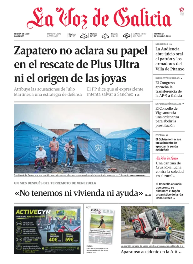 Portada de La Voz de Galicia (Lugo)