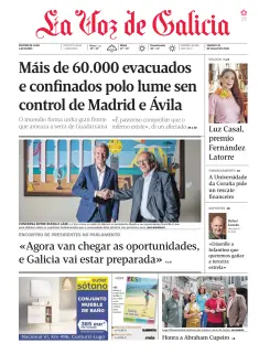 Portada de La Voz de Galicia (Lugo), 25 de julio de 2026