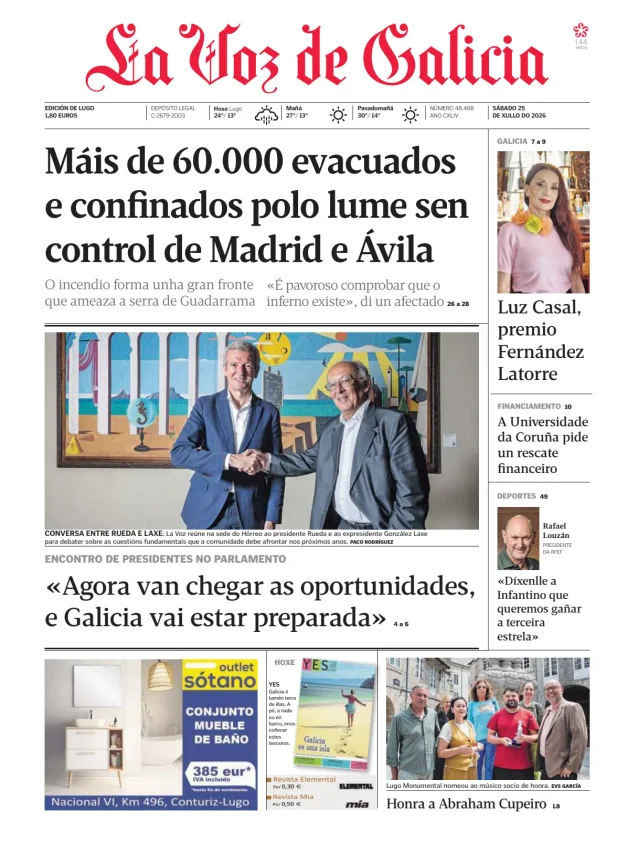 Portada de La Voz de Galicia (Lugo)