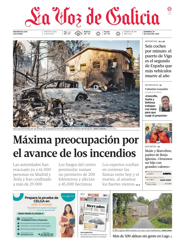 Portada de La Voz de Galicia (Lugo)