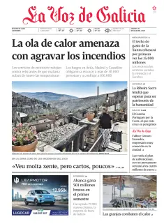 Portada de La Voz de Galicia (Lugo), 28 de julio de 2026