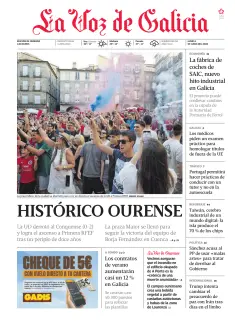 Portada de La Voz de Galicia (Ourense), 1 de junio de 2026