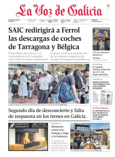 Portada de La Voz de Galicia (Ourense), 10 de julio de 2026