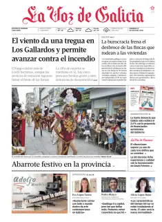 Portada de La Voz de Galicia (Ourense), 12 de julio de 2026