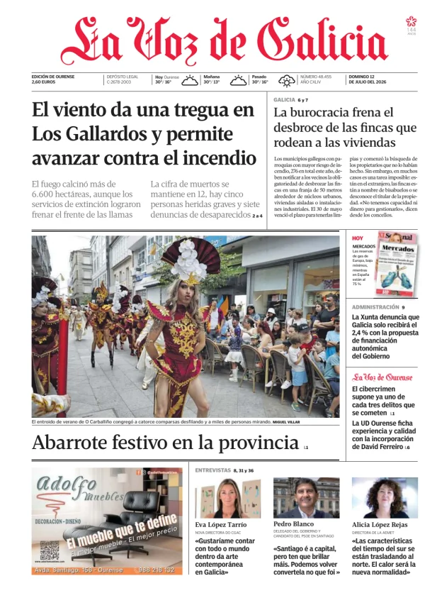 Portada de La Voz de Galicia (Ourense)
