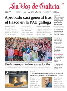 Portada de La Voz de Galicia (Ourense), 12 de junio de 2026