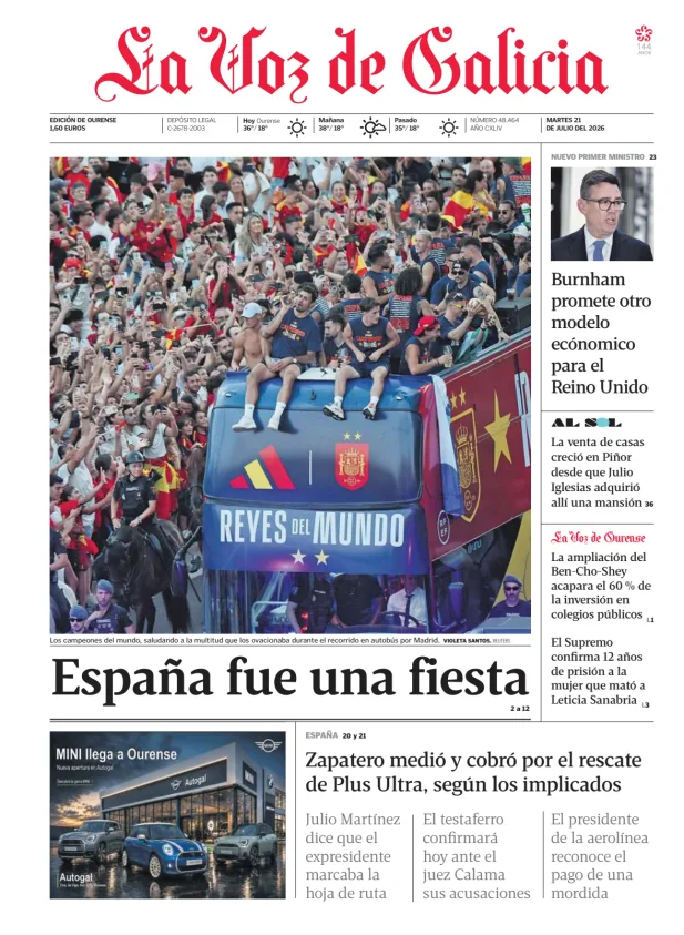 La Voz de Galicia (Ourense) — 21/07