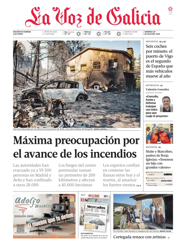Portada de La Voz de Galicia (Ourense)