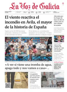 Portada de La Voz de Galicia (Ourense), 27 de julio de 2026