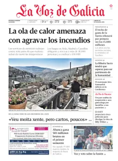Portada de La Voz de Galicia (Ourense), 28 de julio de 2026