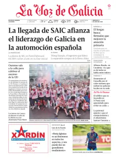 Portada de La Voz de Galicia (Ourense), 3 de junio de 2026