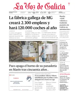 Portada de La Voz de Galicia (Pontevedra), 2 de junio de 2026