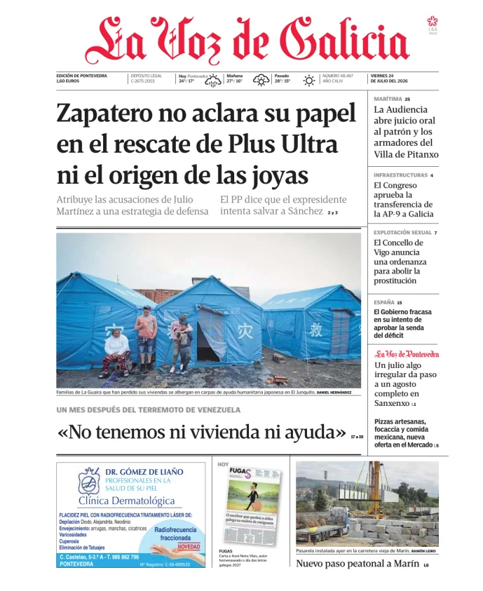 Portada de La Voz de Galicia (Pontevedra)
